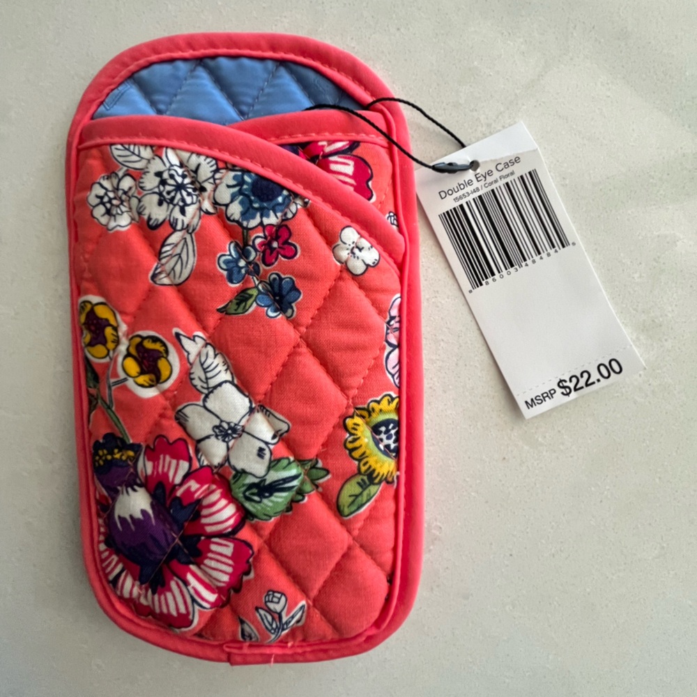 Vera Bradley Coral Floral Double Eyeglass Case, NWT